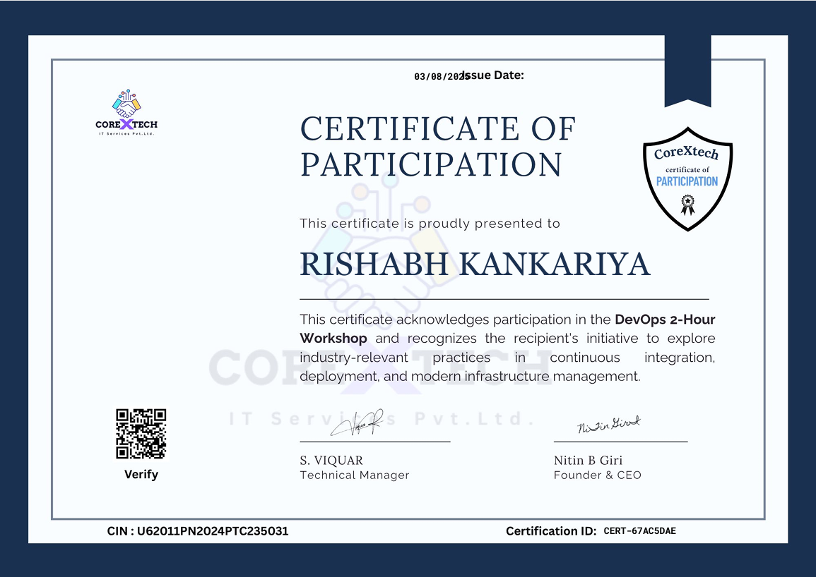 DevOps Workshop Certificate